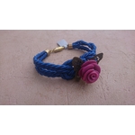 bracelet cordage noeus marin papillon et fleur rose bleu marine or (2)