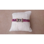 bracelet simili cuir noir et rose noeud cuivre (2)