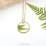 collier pendentif acier nox doré fougère landes artisanal (2)