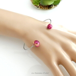 bracelet jonc inox résine et fleurs séchées pétale rose (4)