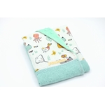 couverture bebe plaid double gaze et polaire minkee doux animaux marins vert d'eau argenté (3)