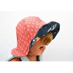 bob chapeau réversible coton enfant bébé fées bleu pétrole ancres marine corail (5)