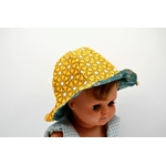 bob chapeau réversible coton enfant bébé poisson bleu turquoise jaune moutarde (3)