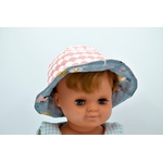 bob chapeau réversible coton enfant bébé princesses fond bleu écailles rose blanc (4)