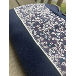 sweat coton recyclé bleu marine et liberty véritable fleuri argenté femme artisanal fait main pièce unique créatrice (2)