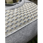 sweat coton recyclé gris clair chiné et tissu géométrique français argenté femme artisanal fait main pièce unique créatrice (2)
