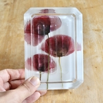 porte savon rectangulaire facetté coquelicot déco résine artisanal fait main landes