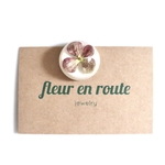 magnet aimant résine fleur séchée hortensia parme rond blanc