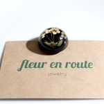 magnet aimant résine fleur séchée rond noir spirée (2)