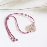 bracelet macramé coulissant réglable fleur séchée rose rond bruyère bulle (2)