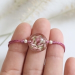 bracelet macramé coulissant réglable fleur séchée rose rond bruyère bulle (3)