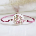 bracelet macramé coulissant réglable fleur séchée rose rond bruyère bulle