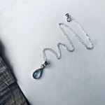 collier pendentif chaine argent sterling 925 pierre fine aiguemarine goutte (2)