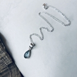 collier pendentif chaine argent sterling 925 pierre fine aiguemarine goutte (3)