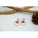 boucles oreilles dormeuses acier inoxydable chirurgical 316L et cristal swarovski trio orange