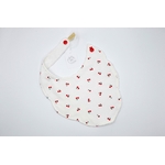 bavoir premier age artisanat francais coton et eponge bambou  cerises rouge blanc