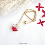 collier chaine pendentif fleur ixora martinique rouge acier inox doré (13)