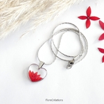 collier chaine pendentif fleur ixora martinique rouge acier inox