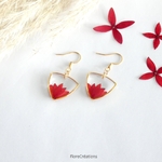 boucle oreille fleur ixora martinique rouge acier inox doré (4)