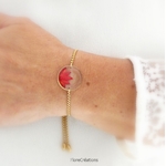 bracelet ajustable acier inox fleur ixora martinique rouge doré (4)