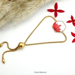 bracelet ajustable acier inox fleur ixora martinique rouge doré (6)