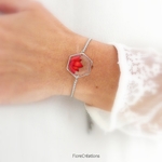 bracelet ajustable acier inox fleur ixora martinique rouge (8)