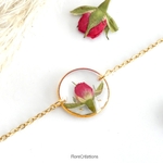 bracelet chainette inox doré fleur séchée rose cercle rond2