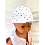 bob chapeau bébé été coton réversible artisanal petit coeur rouge blanc