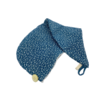 turban bain eponge bambou artisanal seche cheveux petites fleurs bleu beige