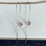 boucles oreilles chainette argent quartz rose facetté