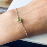 bracelet chaine argent pierre peridot vert facette artisanal (2)