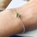 bracelet chaine argent pierre peridot vert facette artisanal