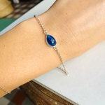 bracelet chaine argent pierre kianite bleu artisanal (2)