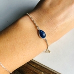 bracelet chaine argent pierre kianite bleu artisanal (7)