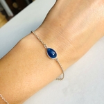 bracelet chaine argent pierre kianite bleu artisanal