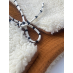 gilet enfant coton bio réversible mouton berger bio naturel double gaze rouille ecureuil détail artisanal