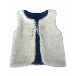 gilet enfant coton bio réversible mouton berger bio naturel double gaze bleu marine écru