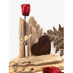 deco a poser bois et rose rouge artisanal france créatrice landes sable fiole love