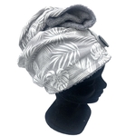 turban bain eponge bambou seche cheveux artisanal france feuilles gris blanc