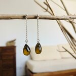 boucles oreilles argent pierre quartz fumé artisanal france facette2