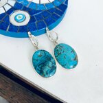 boucles oreilles turquoise pierre argent artisanal france sertie