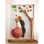 cadre amoureux coquillages galets artisanal verre