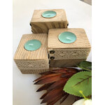 bougeoir trio cubes palette dentelle bois