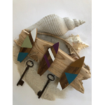 support clé bijoux planches surf bois bleu blanc vert