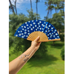 eventail cyanotype paquerette boutons d'or
