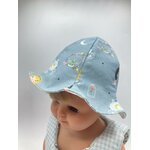 bob chapeau bébé coton été artisanal soleil fée bleu gris reversible