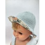 bob chapeau bébé coton été artisanal gaze coton gris vert