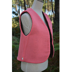 gilet réversible femme adulte laine mouton pyrénées artisanal marron choco double gaze créatrice france corail