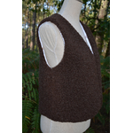gilet réversible femme adulte laine mouton pyrénées artisanal marron choco double gaze créatrice france fleuri blanc bleu