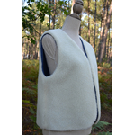 gilet réversible femme adulte laine mouton pyrénées artisanal ecru naturel double gaze créatrice france bleu jean